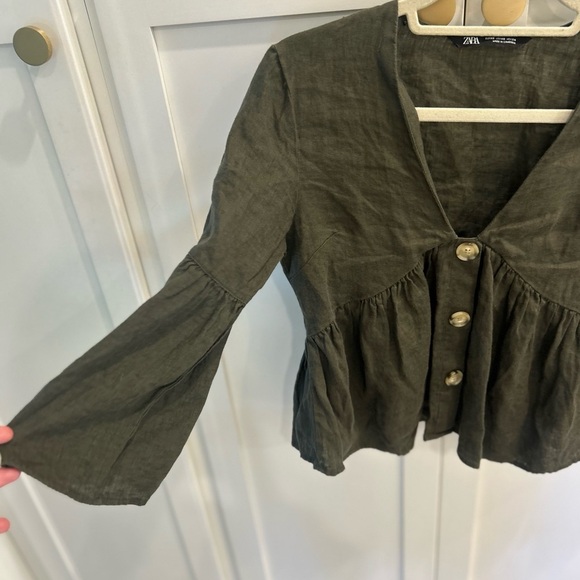 Zara Olive Green Women's Top XS - Picture 3 of 4